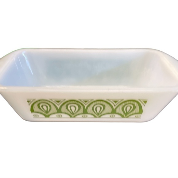 𝅺glasbake loaf pan, rare pattern, mid century modern, milk glass - Picture 2 of 7